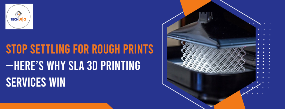 Close-up of SLA 3D printing services creating fine, smooth resin prints with high accuracy and superior surface finish